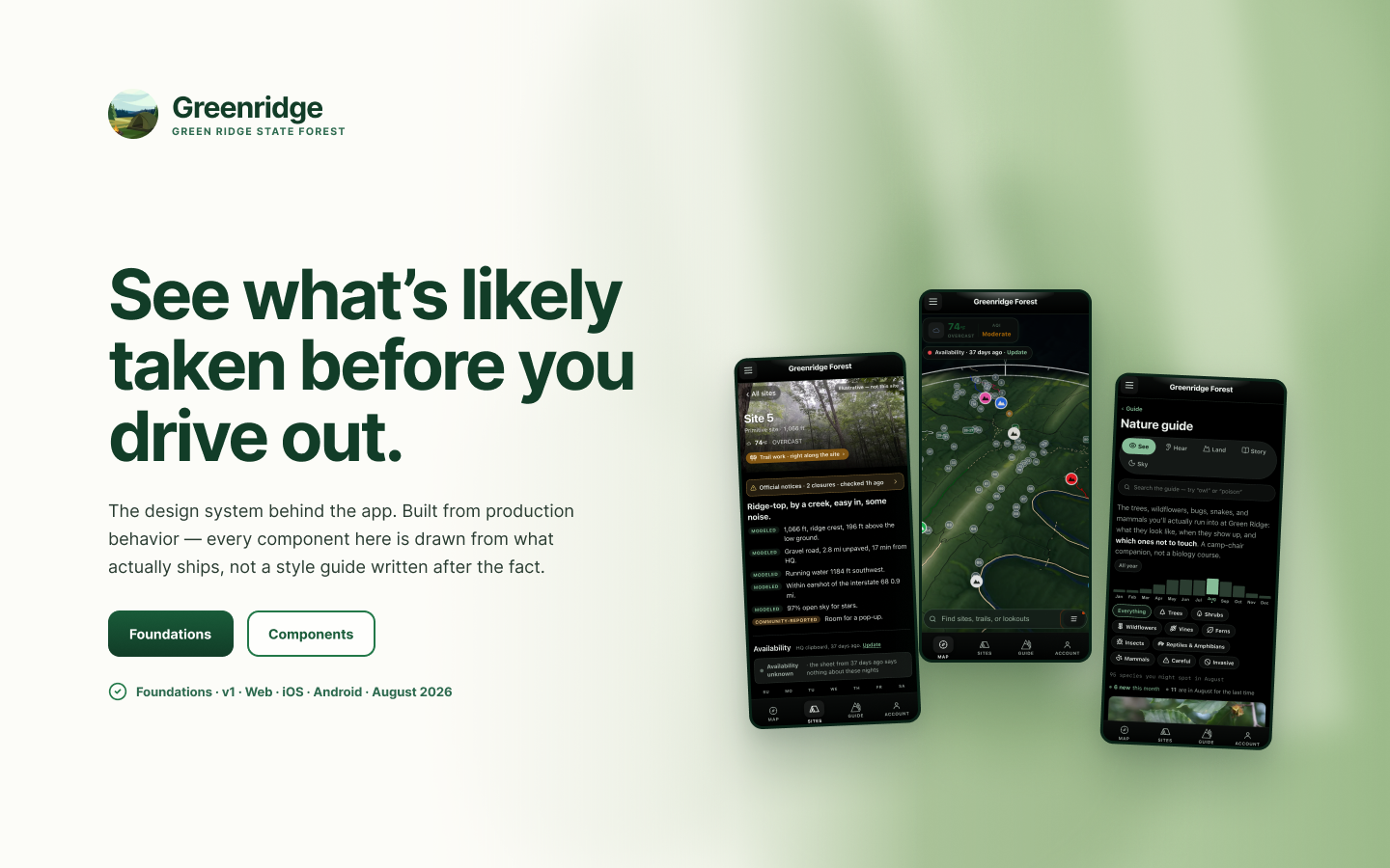 Cover of the Green Ridge design system file in Figma
