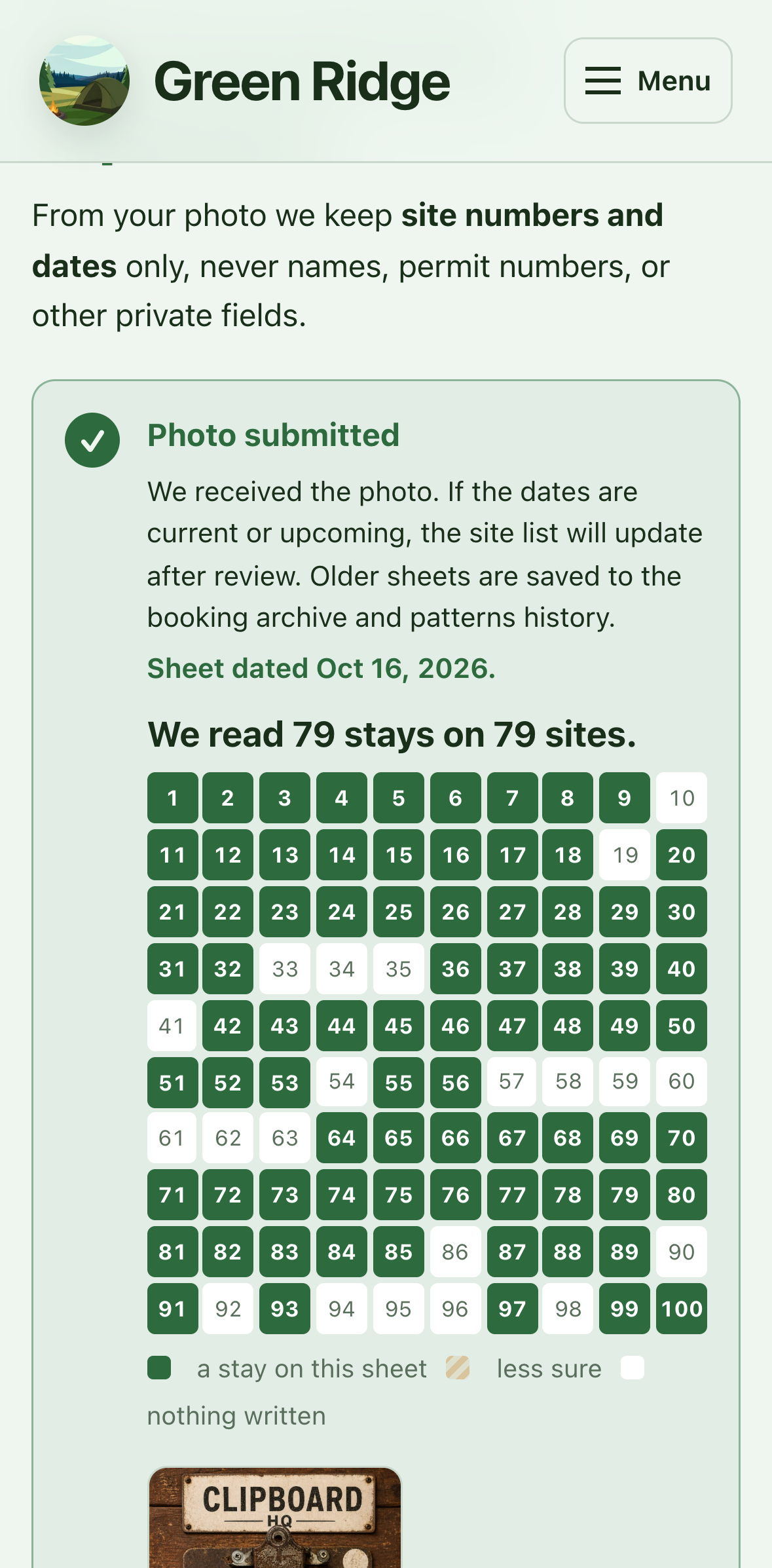 A sheet, read
