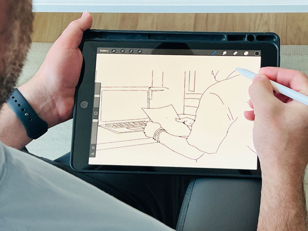 Storyboard sketch in Procreate on iPad