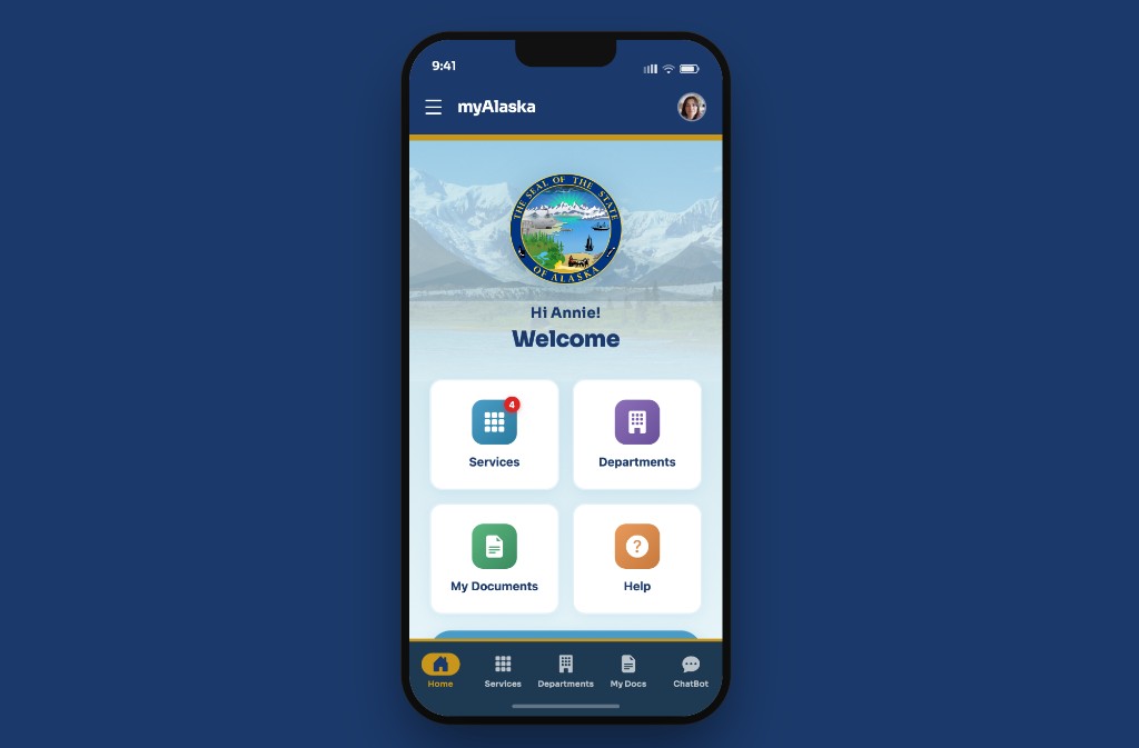MyAlaska mobile — sign-in screen with Face ID authentication prompt
