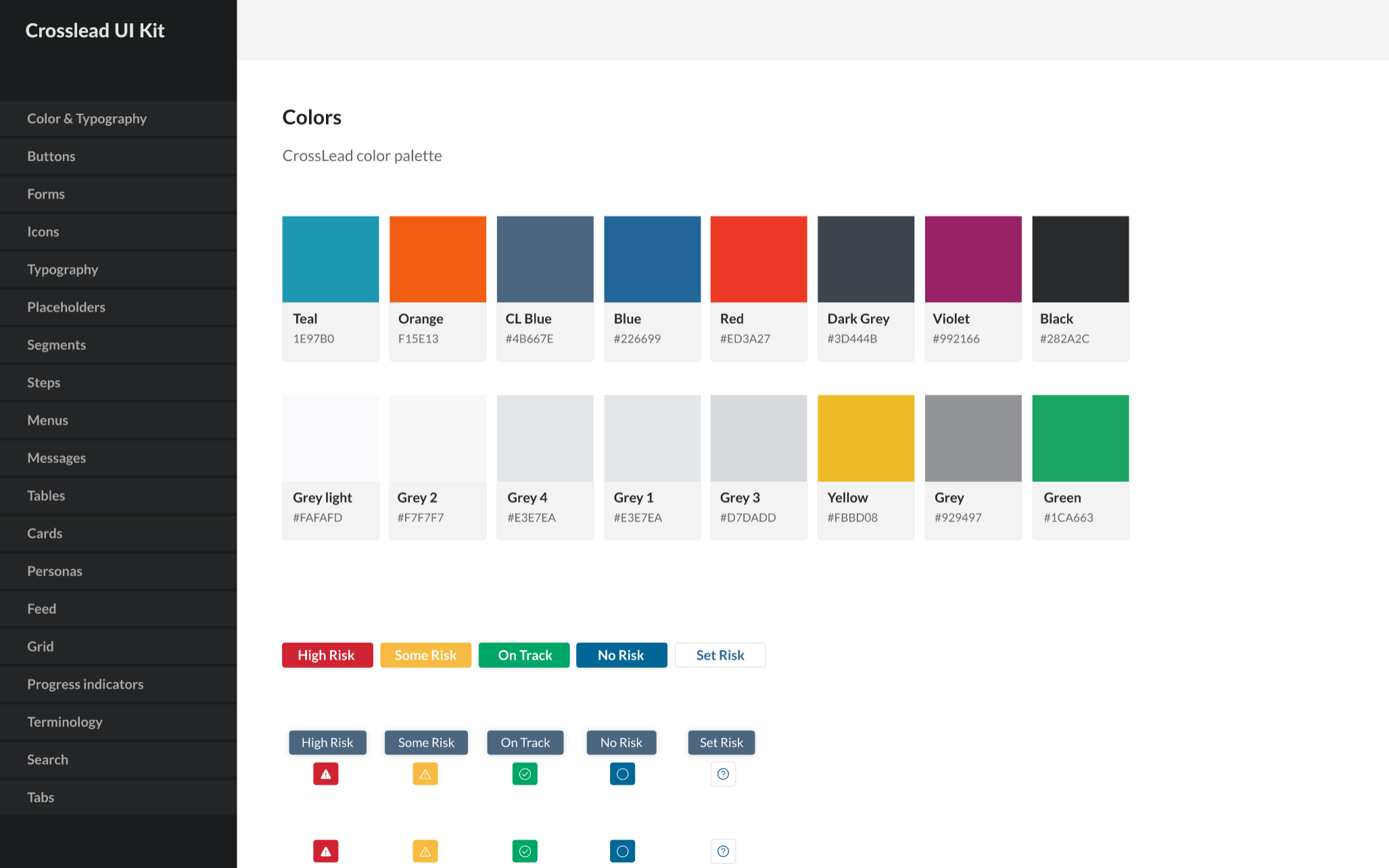 The UI kit colour foundations for the leadership-development platform